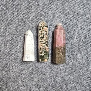 Lot of 3 Rhodonite, Jasper, Howlite Column Tower Pillars - USA
